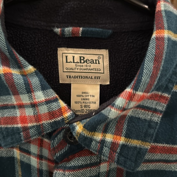 LLBean Fleece Lined Flannel Shirt - Small (Reg) - Picture 2 of 6